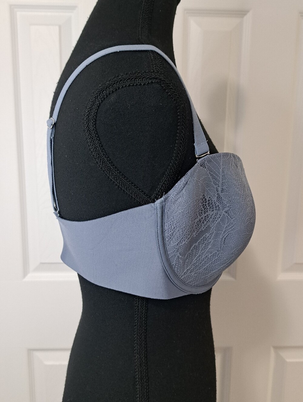 La Vie En Rose Lace Bra Womens Size 38D Blue Gray Adjustable Strapless Feminine - Picture 6 of 13